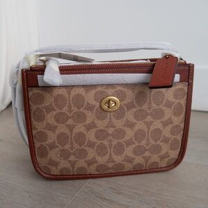 Coach Slim Turnlock Crossbody In Signature Canvas